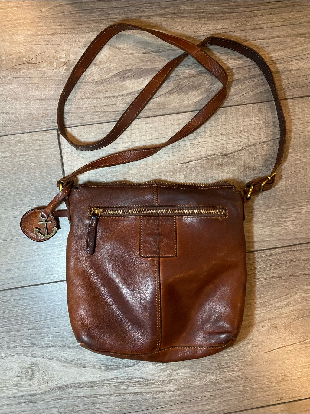 Euc Vintage German Brand Harbour 2nd Cognac Brown Leather Crossbody Bag
